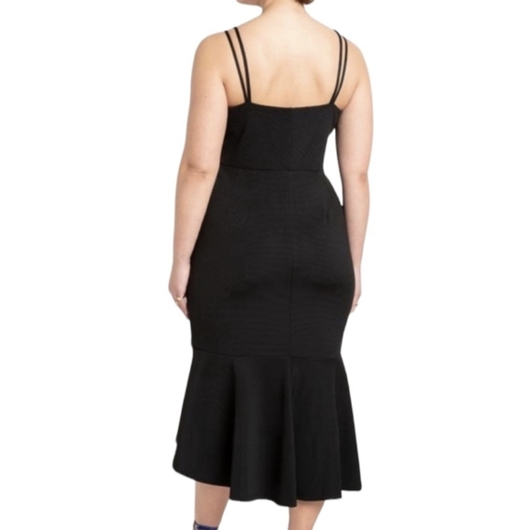 NWOT Eloquii Black Double - Strap Midi Trumpet Dress - Picture 3 of 13